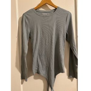 Light Blue Long Sleeve Ribbed Crew Bodysuit